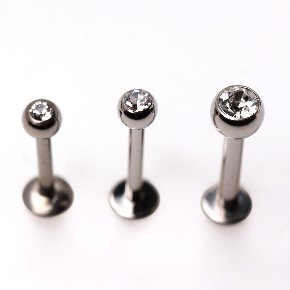 Implant Grade Titanium Labret with Clear CZ Ball - Skin Metals