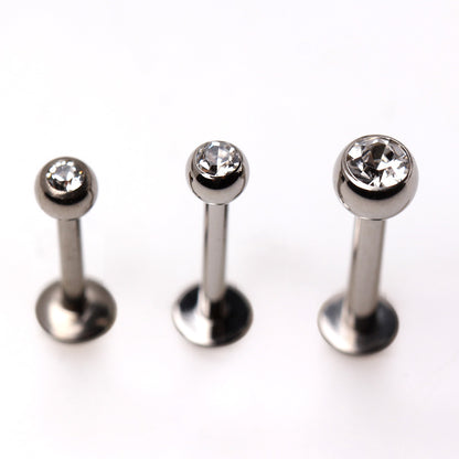 Implant Grade Titanium Labret with Clear CZ Ball - Skin Metals