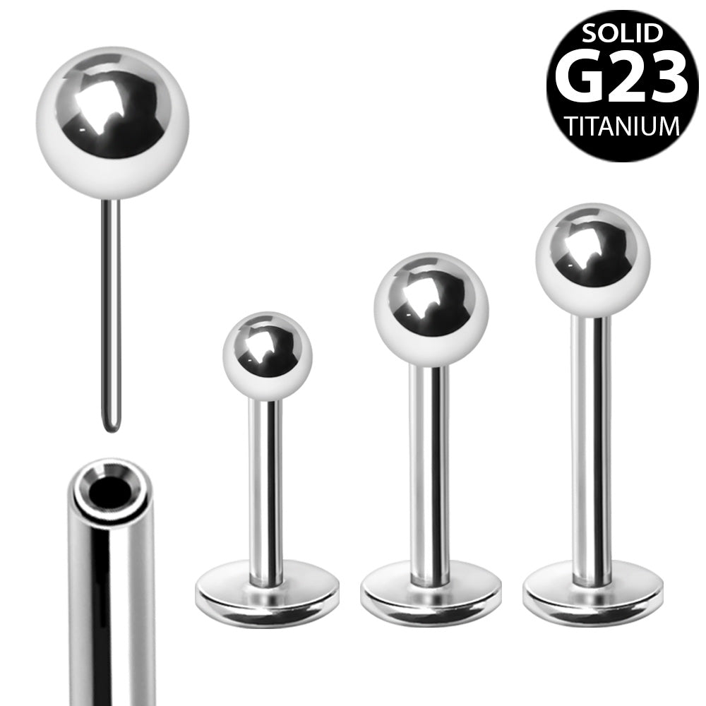 Titanium Threadless Labret with Solid Ball - Skin Metals