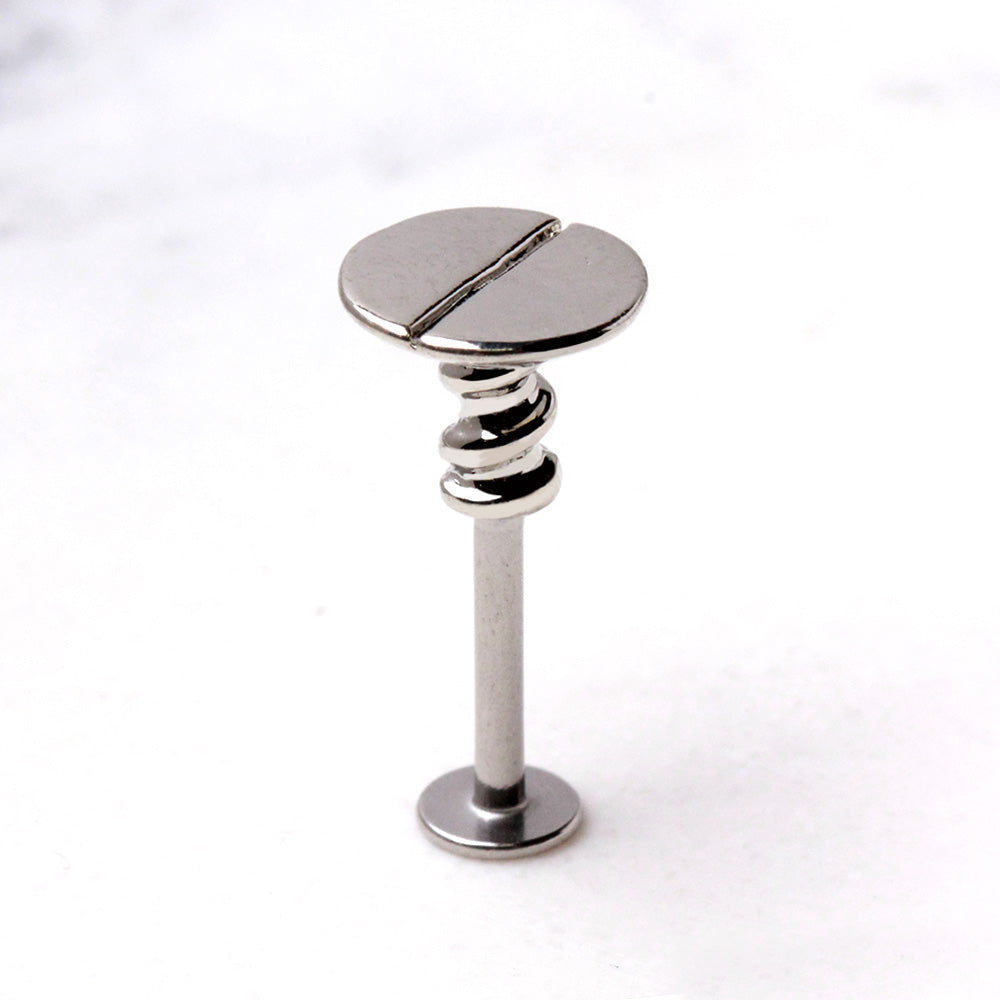 316L Stainless Steel Nail Screw Top Labret - Skin Metals