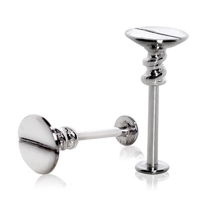 316L Stainless Steel Nail Screw Top Labret - Skin Metals