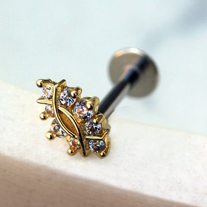 Gold Plated Ancient Symbol CZ Labret - Skin Metals