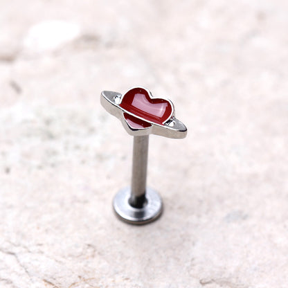 316L Stainless Steel Heart Planet Labret - Skin Metals