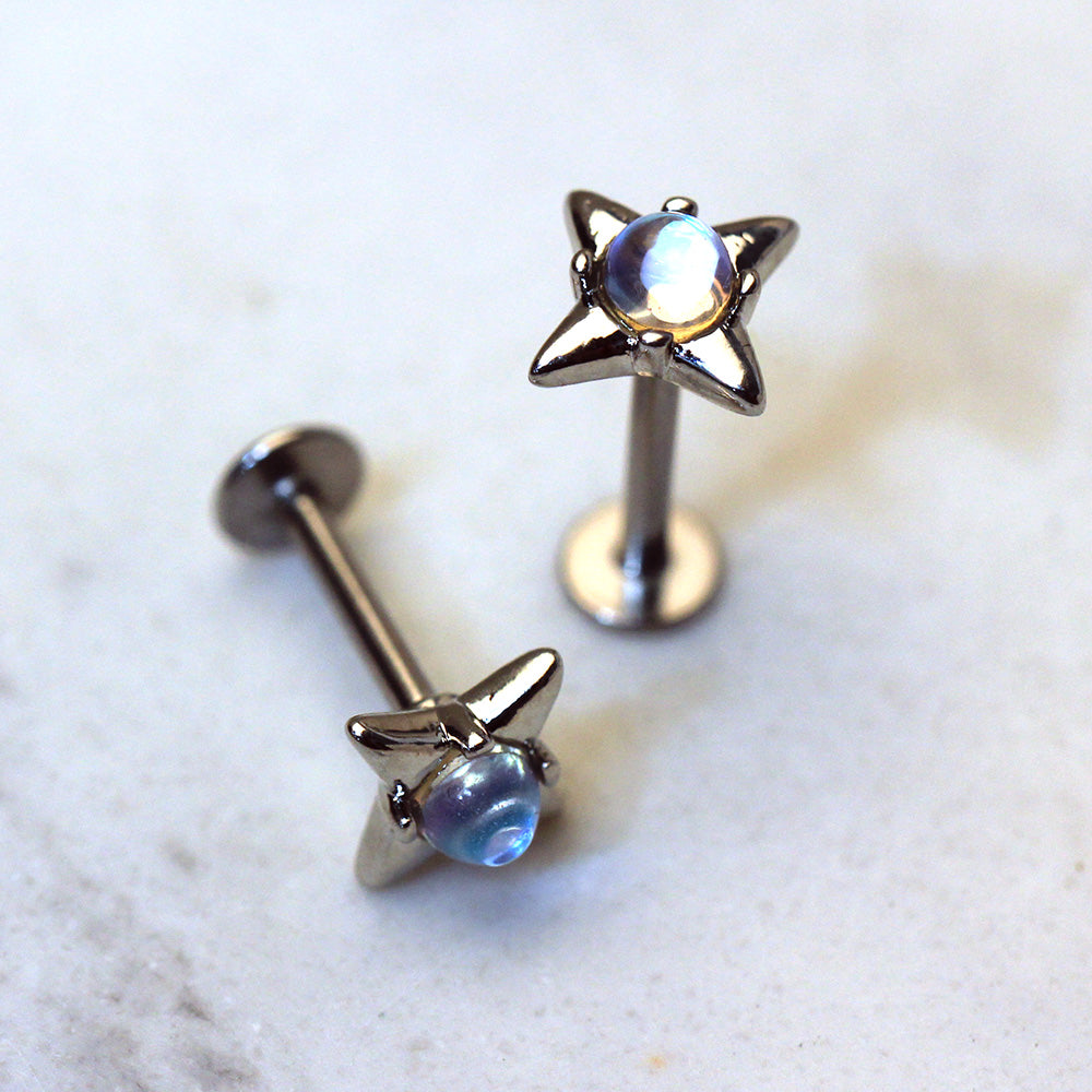 316L Stainless Steel Moonlight Stone North Star Labret Labret Skin Metals