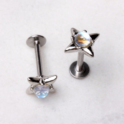 316L Stainless Steel Moonlight Stone North Star Labret Labret Skin Metals