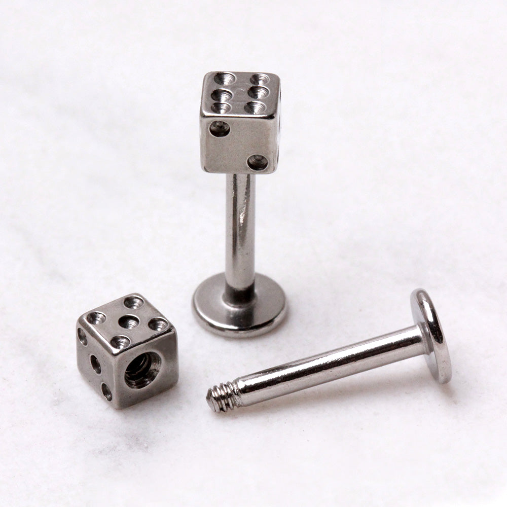 316L Stainless Steel Labret with Dice Top - Skin Metals
