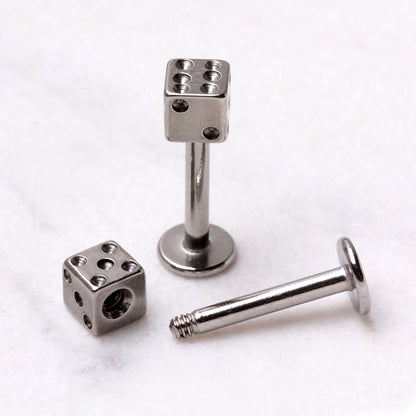 316L Stainless Steel Labret with Dice Top - Skin Metals
