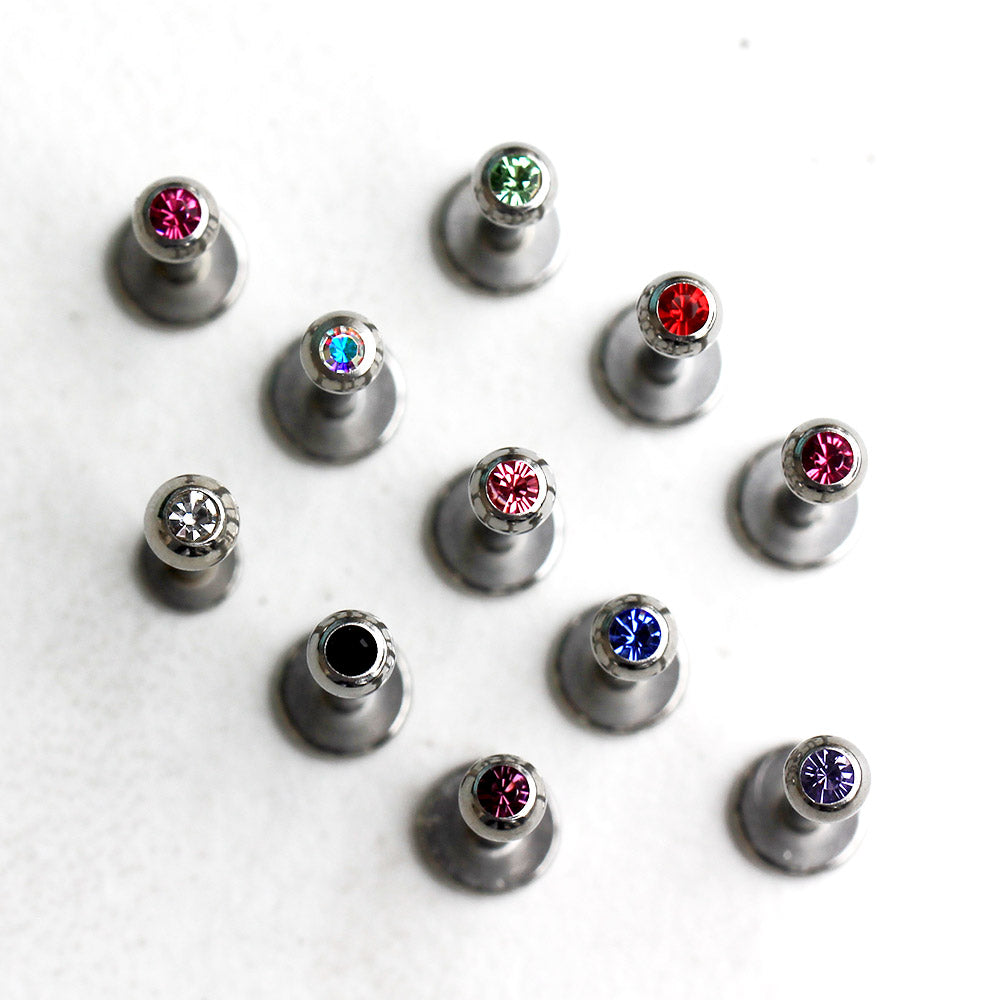 316L Stainless Steel Labret with CZ Gemmed Ball - Skin Metals