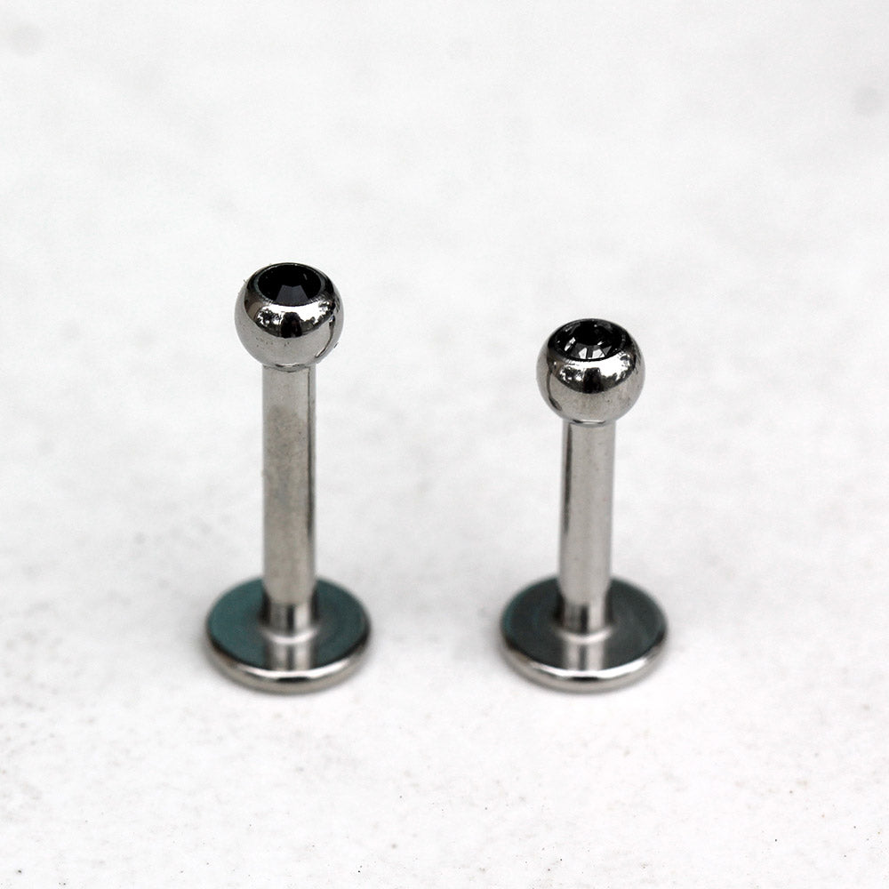 316L Stainless Steel Labret with CZ Gemmed Ball - Skin Metals