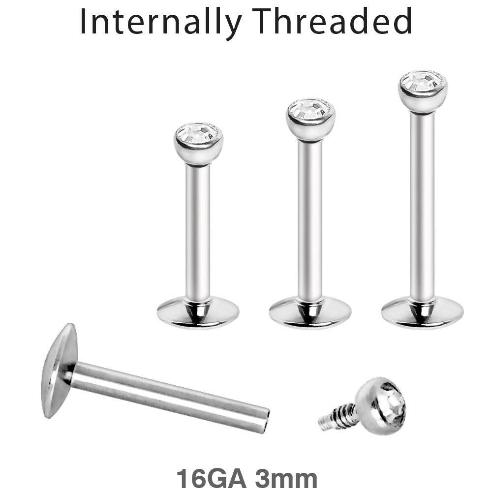 316L Stainless Steel Internally Threaded Labret closeup