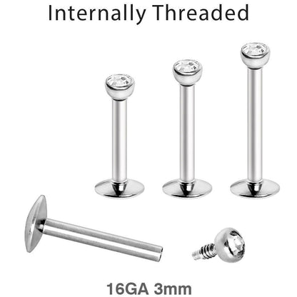 316L Stainless Steel Internally Threaded Labret closeup