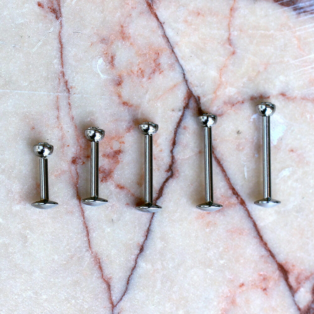 Labret Monroe piercing stud styled on model