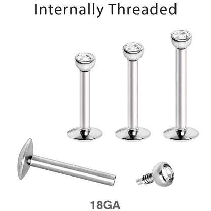 Stainless Steel Labret Stud all five lengths shown