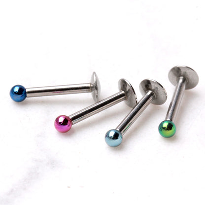 316L Stainless Steel Internally Threaded Labret with PVD Ball - Skin Metals