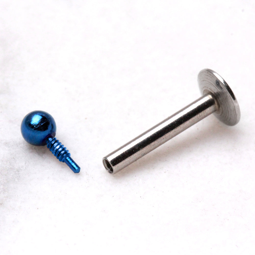 316L Stainless Steel Internally Threaded Labret with PVD Ball - Skin Metals