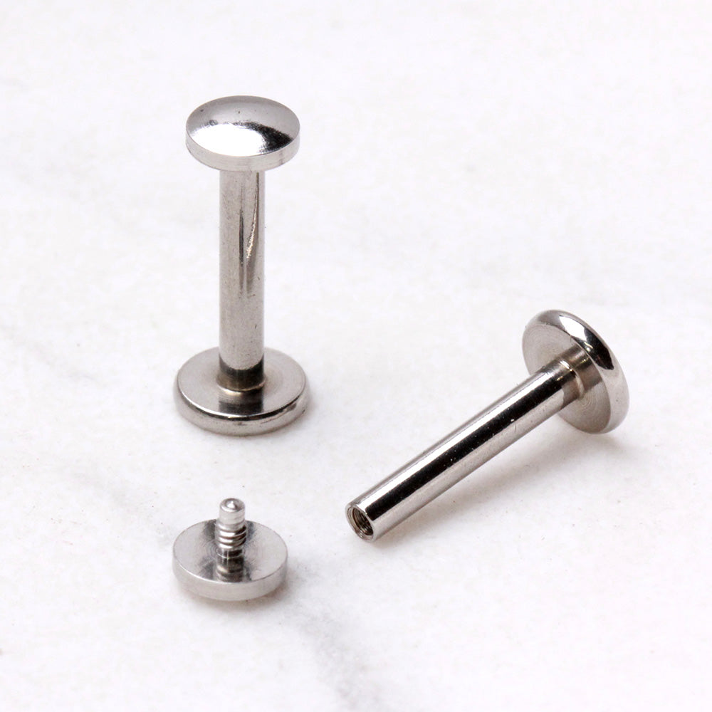 316L Stainless Steel Internally Threaded Round Flat Disc Labret - Skin Metals
