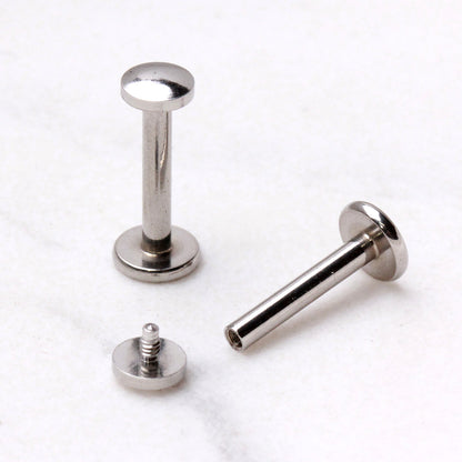 316L Stainless Steel Internally Threaded Round Flat Disc Labret - Skin Metals