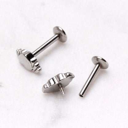 316L Stainless Steel Internally Threaded Winged Heart Labret - Skin Metals