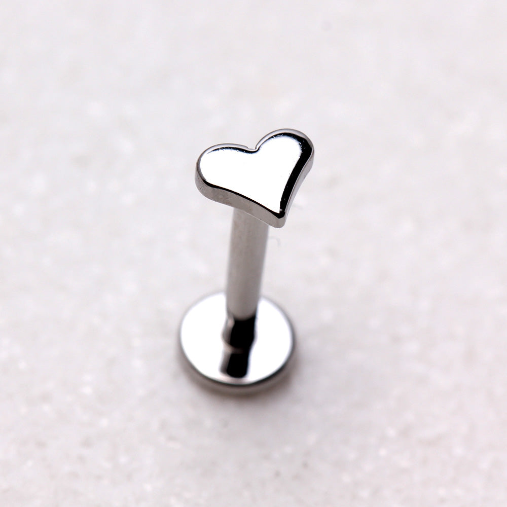 316L Stainless Steel Internally Threaded Heart Top Labret - Skin Metals