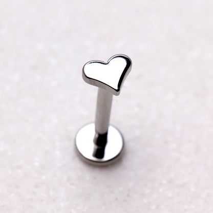 316L Stainless Steel Internally Threaded Heart Top Labret - Skin Metals