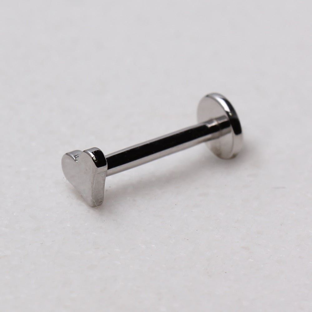 316L Stainless Steel Internally Threaded Heart Top Labret - Skin Metals