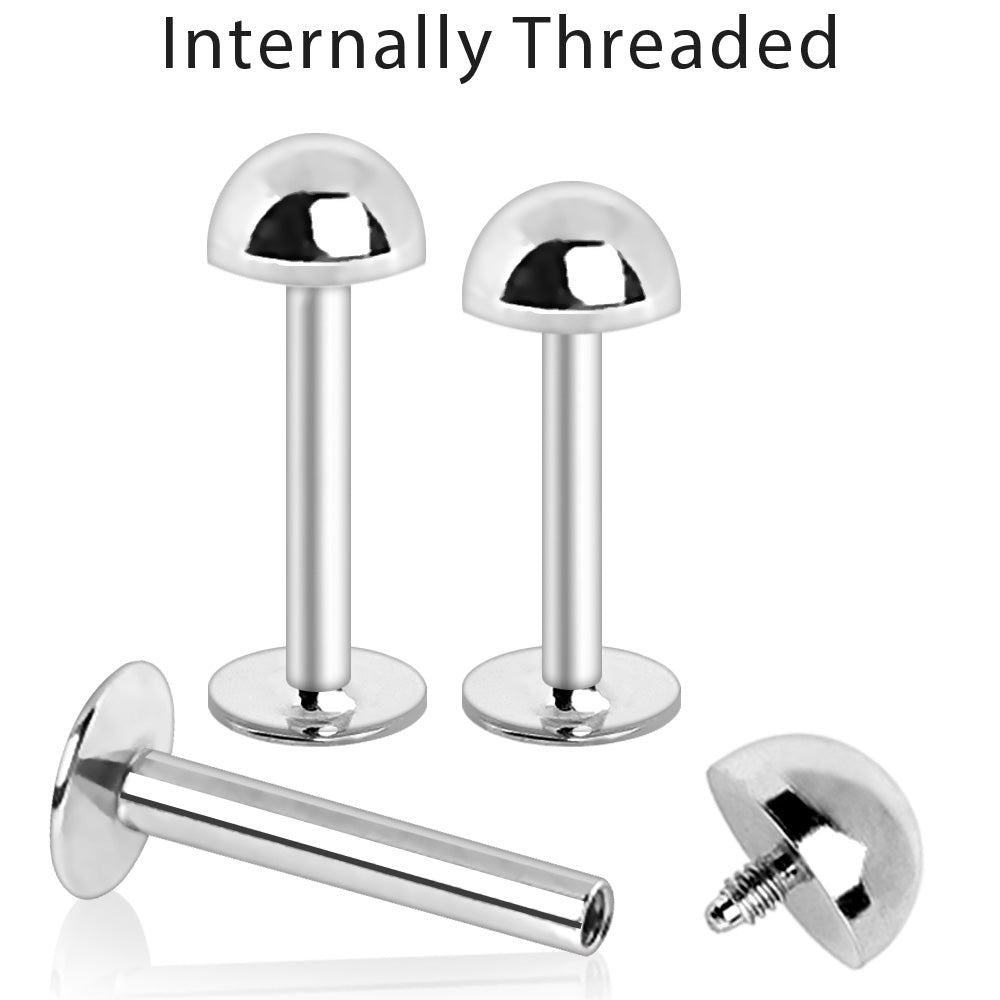 316L Stainless Steel Internally Threaded Dome Top Labret