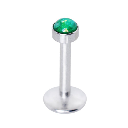 316L Stainless Steel Internally Threaded Opal Dome Labret - Skin Metals