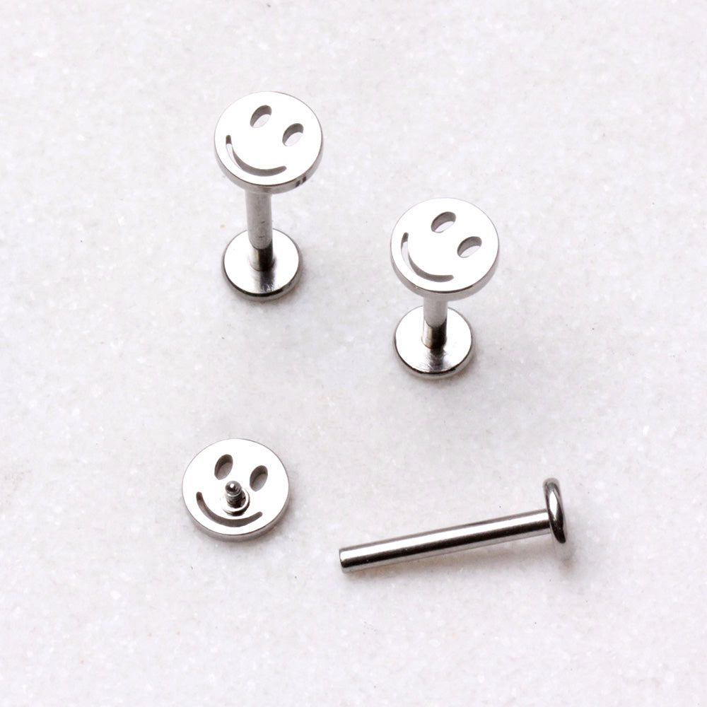 316L Stainless Steel Smiley Face Labret - Skin Metals