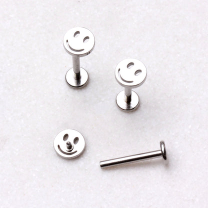 316L Stainless Steel Smiley Face Labret - Skin Metals