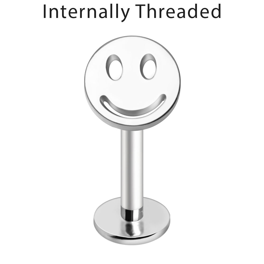 316L Stainless Steel Smiley Face Labret - Skin Metals