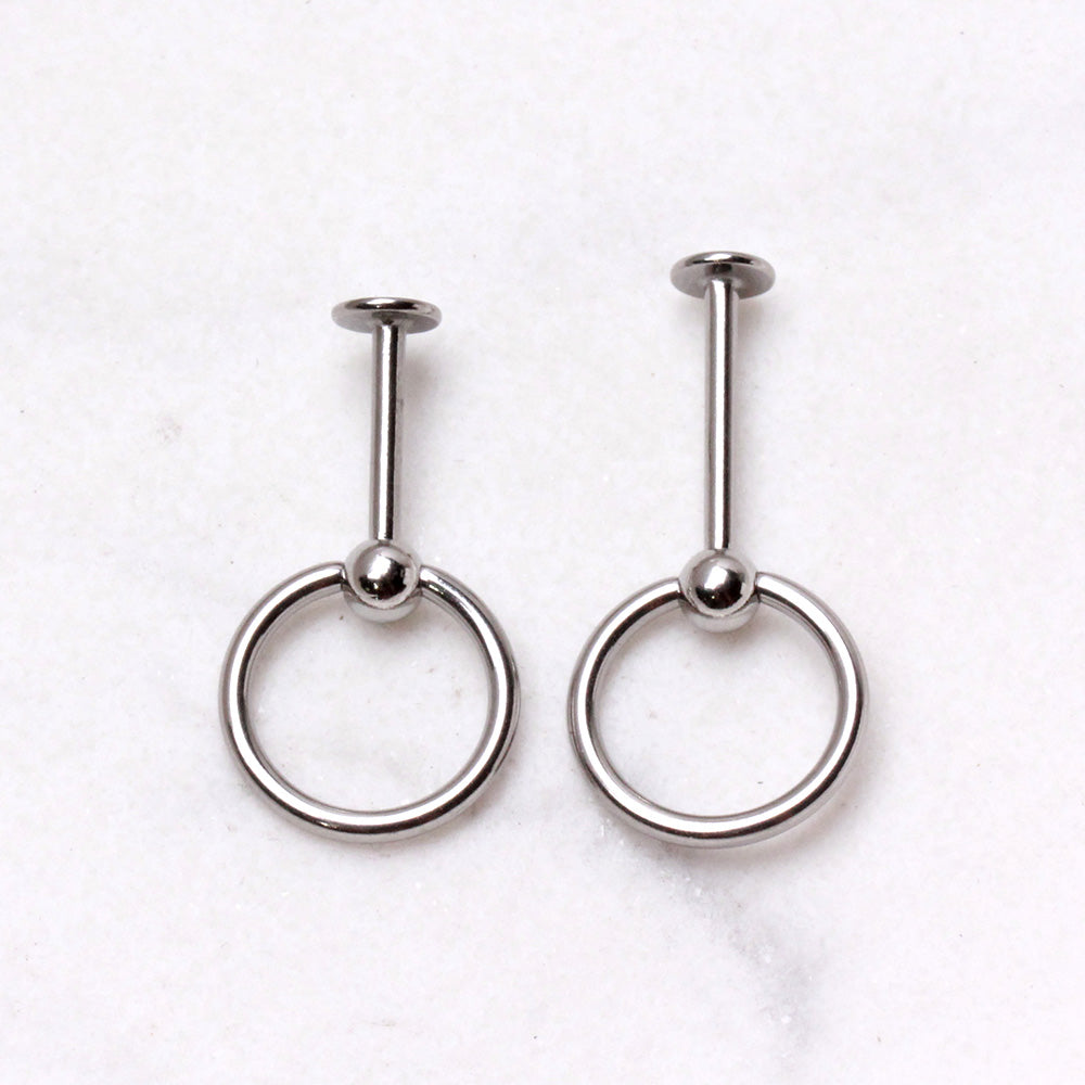 316L Stainless Steel Labret with Slave Ring Ball - Skin Metals