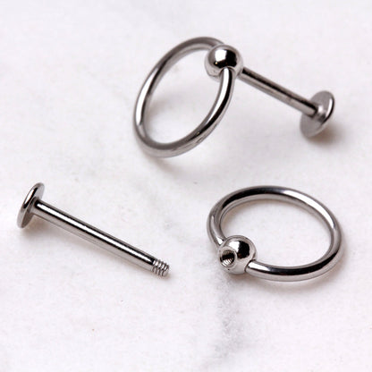 316L Stainless Steel Labret with Slave Ring Ball - Skin Metals