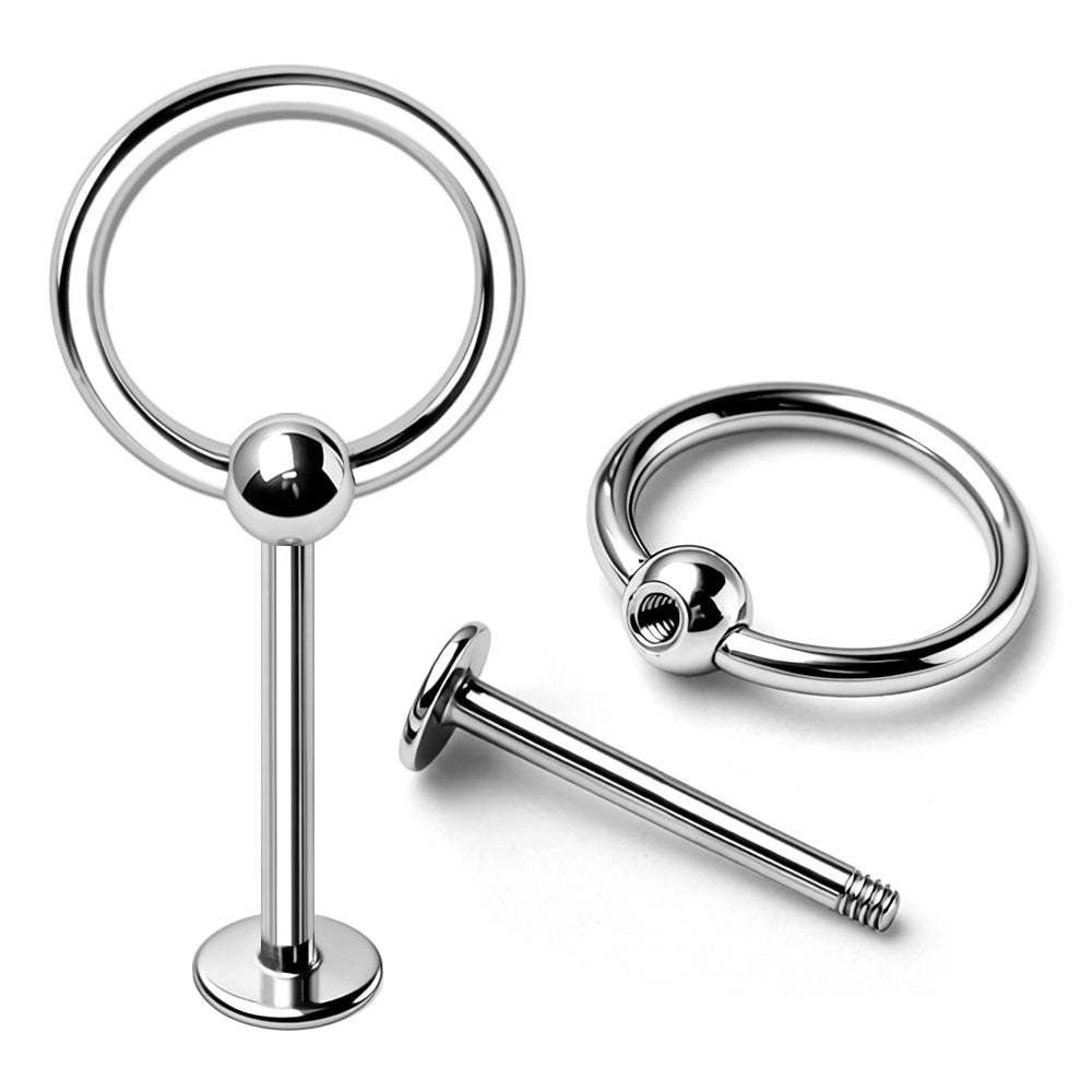 316L Stainless Steel Labret with Slave Ring Ball - Skin Metals