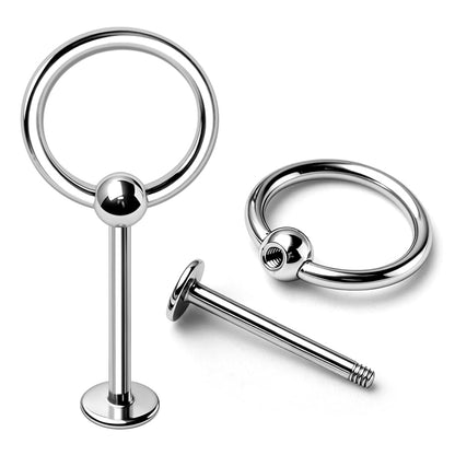 316L Stainless Steel Labret with Slave Ring Ball - Skin Metals