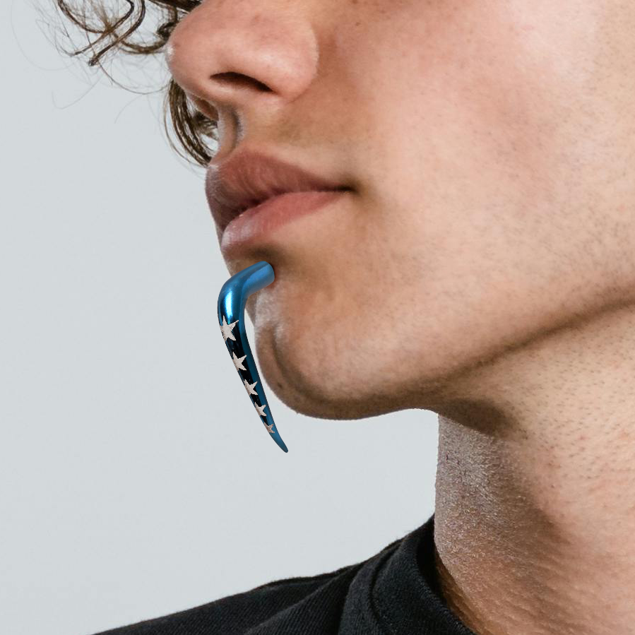PVD Plated 316L Stainless Steel Talon Labret with Stars - Skin Metals