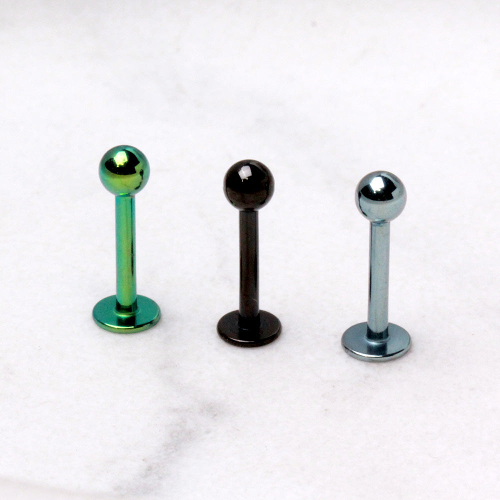 PVD Plated 316L Stainless Steel Labret with Ball - Skin Metals