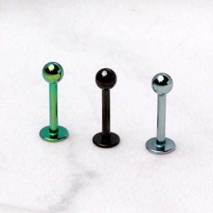 PVD Plated 316L Stainless Steel Labret with Ball - Skin Metals