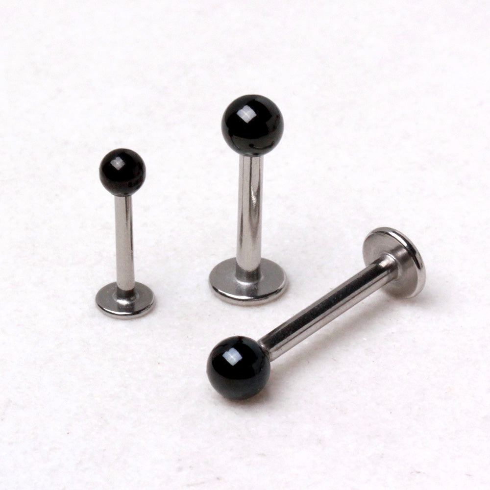 316L Stainless Steel Labret with Black PVD Plated Ball - Skin Metals