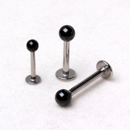 316L Stainless Steel Labret with Black PVD Plated Ball - Skin Metals