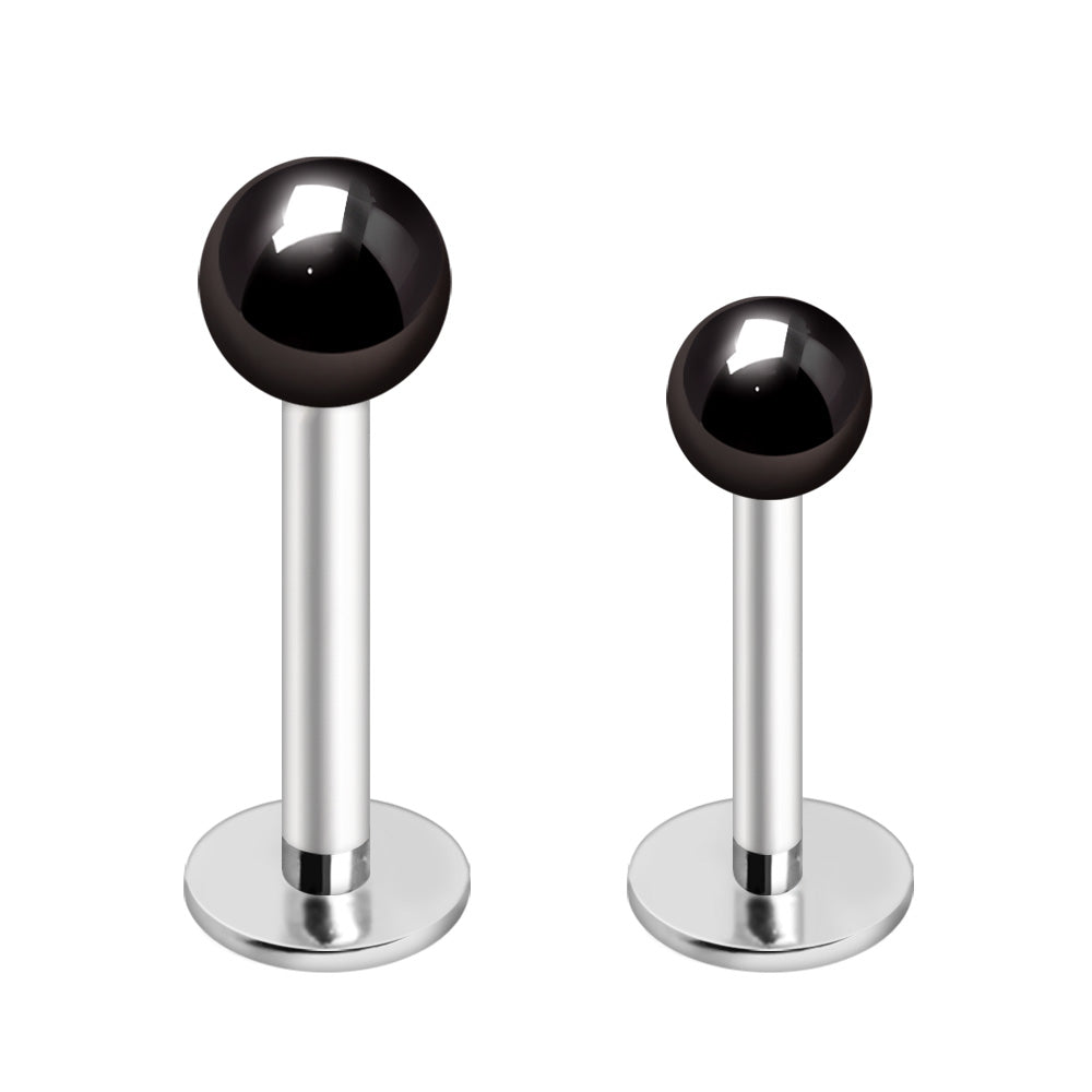 316L Stainless Steel Labret with Black PVD Plated Ball - Skin Metals