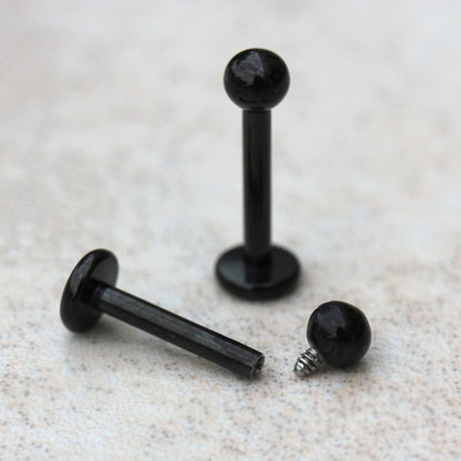Black PVD Plated Internally Threaded Labret - Skin Metals