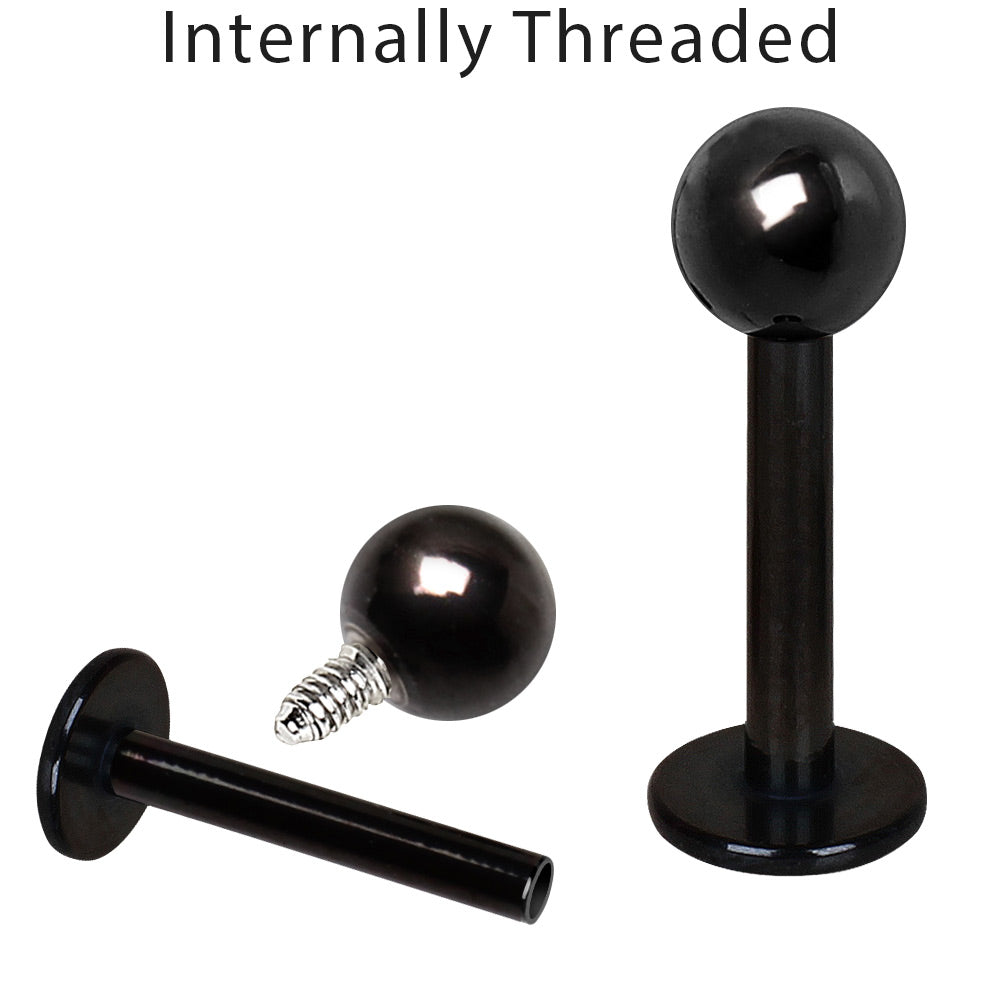 Black PVD Plated Internally Threaded Labret - Skin Metals