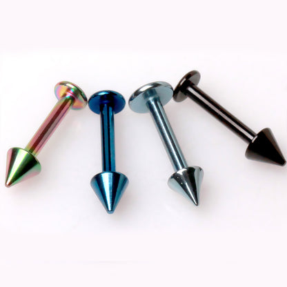 PVD Plated 316L Stainless Steel Labret with Spike - Skin Metals