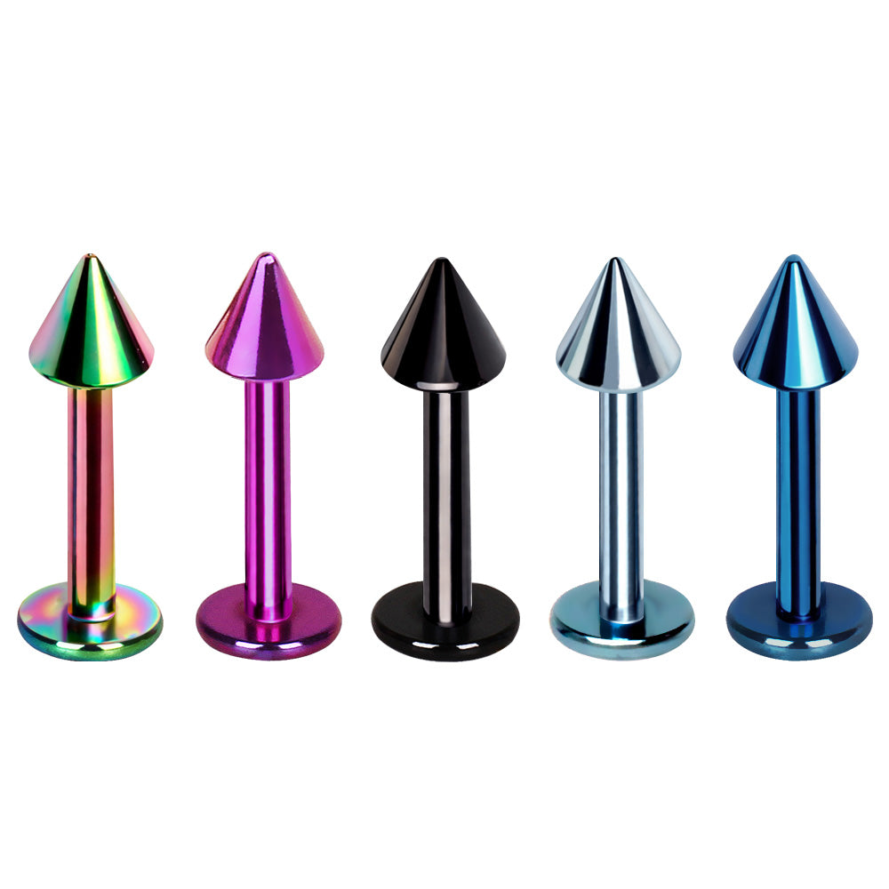 PVD Plated 316L Stainless Steel Labret with Spike - Skin Metals