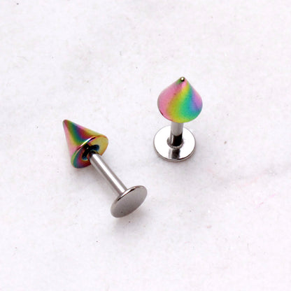 316L Stainless Steel Labret with PVD Plated Spike - Skin Metals