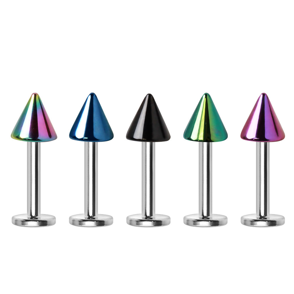 316L Stainless Steel Labret with PVD Plated Spike - Skin Metals