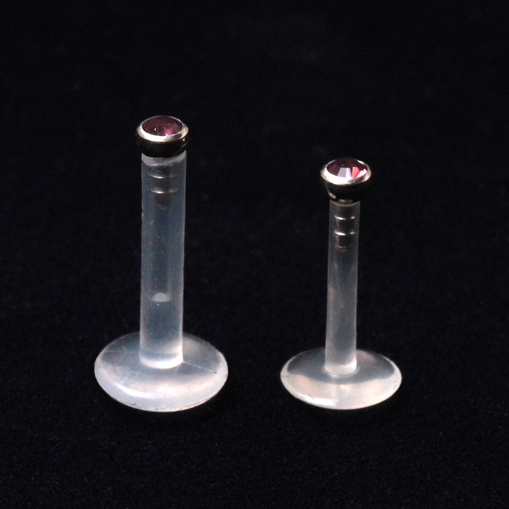 PTFE Bioflex Internally Threaded Labret with Press Fit CZ Ball - Skin Metals