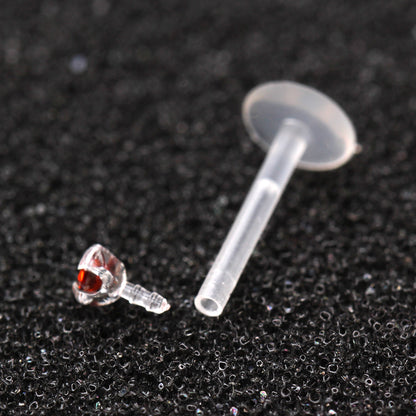 PTFE Bioflex Internally Threaded Labret with Prong Set CZ - Skin Metals