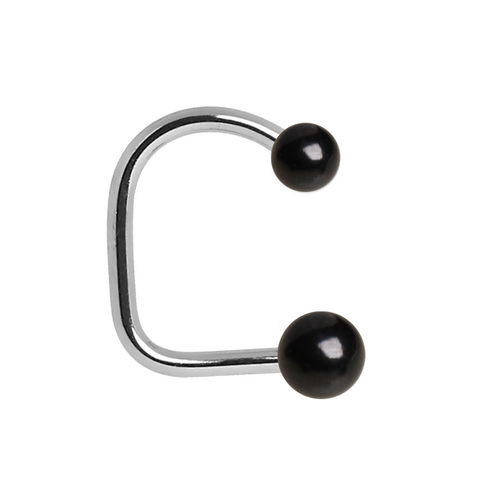 316L Stainless Steel Lip Loop with Black PVD Plated Balls - Skin Metals