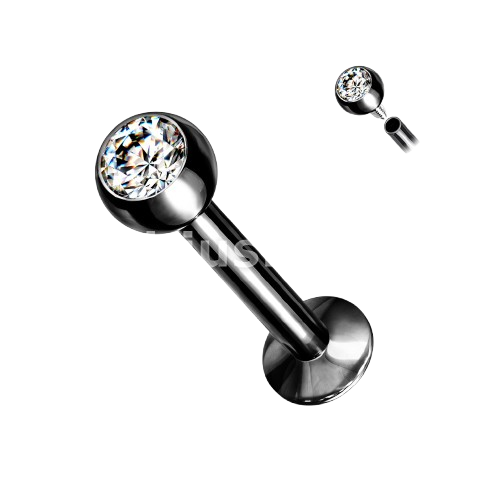Press Fit Gem Set Ball Internally Threaded 316L Surgical Steel Labret, Flat Back Studs Labret Skin Metals